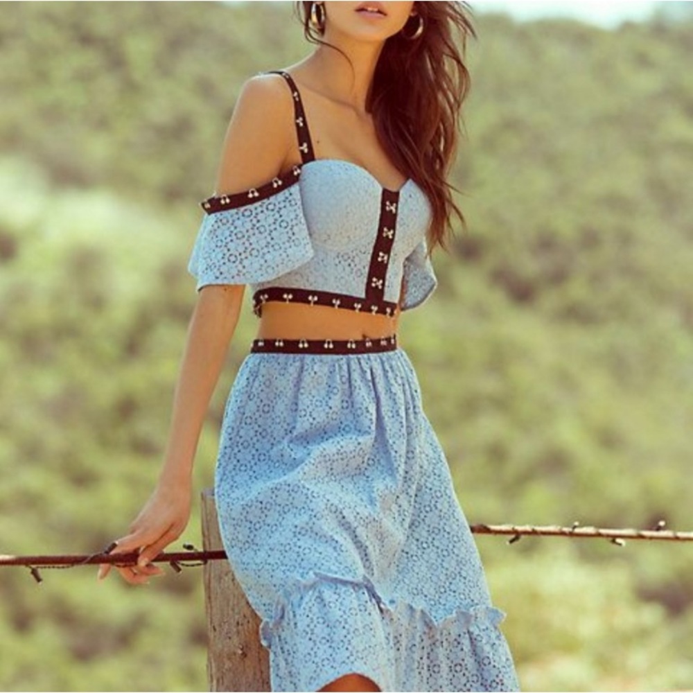 Blue bebe Lavine Crochet Lace Dress OR Two Piece Set Size 2 NWT